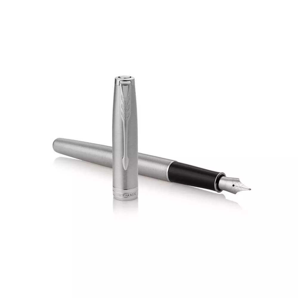 Parker Sonnet Chrome Trim Stainless Steel Fountain Pen
